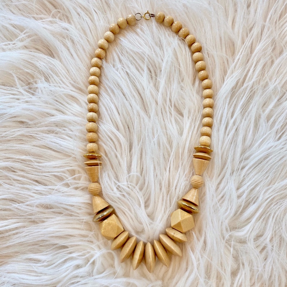 Vintage Beech Wood Beaded Necklace
